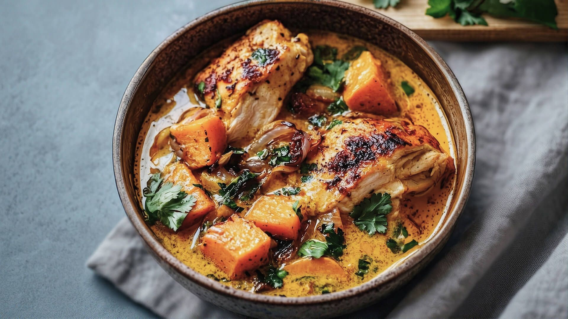 Preview of Turmeric Coconut Chicken + Japanese Sweet Potato